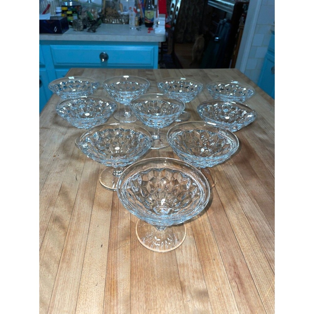 Clear Uranium Glass Crystal Dessert Cup Set of 10